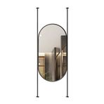 PYROSUN XLTFUC Dikdörtgen Tavan Aynası, Metal Çerçeveli ve Asma Çubuklu Yüzer Kare Banyo Aynası, Delikli Montaj (Siyah, 40 x 80 cm)