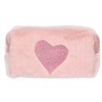 Pyrus Pembe Peluş Kalp Desenli Kalem Kutu