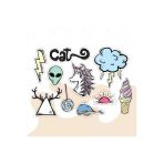 PYTK030 Çıkart ma Unicorn Alien Karışık Tasarımlı A5 Stickers