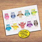 PZ99 Komik Renkli Baykuşlar Çocuklara Özel Puzzle Yapboz Tablo