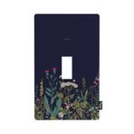 Pznen Siyah Çiçekli Işık Anahtarı Kapağı Retro Vintage Botanik Çiçekler Bitkiler Tek Geçiş Duvar Plakası 1 Gang Anahtar Plakası Ev Dekorasyonu Yatak Odası Banyo için 4.5 "x 2.7"