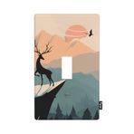 Pznen Woodland Işık Anahtarı Kapak Geyik Sabah Dağ Sıradağları Tek Geçiş Duvar Plakası 1 Gang Anahtar Plakası Ev Dekorasyonu Yatak Odası Banyo için 4.5 "x 2.75"