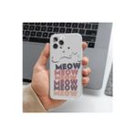 Q Aksesuar İphone 14 Uyumlu Kedi Meow Tasarımlı Premium Şeffaf Telefon Kılıfı