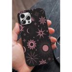 Q Aksesuar İphone 15 Plus Uyumlu Pembe Yıldıız Tasarımlı Premium Telefon Kılıfı