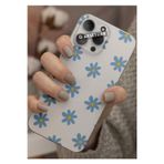 Q Aksesuar Poco M4 Pro Uyumlu Mavi Çiçek Tasarımlı Şeffaf Telefon Kılıfı Kapak Case