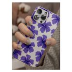 Q Aksesuar Samsung Galaxy A20S Uyumlu Mor Çiçek Tasarımlı Şeffaf Telefon Kılıfı Kapak Case