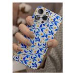 Q Aksesuar Tecno Spark 20 Pro Uyumlu Mavi Yapraklar Tasarımlı Şeffaf Telefon Kılıfı Kapak Case