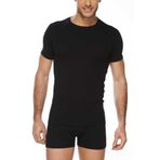 Q-EN Erkek Siyah Sıfır Yaka Bambu T-shirt