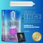 Q Reflective Q Liquids Vanilya Aromalı Ultra Ince 0.045 mm Extra Kayganlaştırıcılı Prezervatif 12'Li – Doğal His ve Konfor - Q Thınk Thın - 12 ADET
