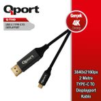 (Q-Thd) Type-C To Dısplay Port 2Mt Cevırıcı