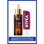 Q10 Kırışıklık Karşıtı Çift Etkili Cilt Serumu 30ml, Böğürtlen Işıltılı Dudak Bakım Kremi