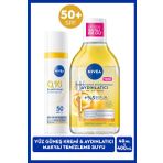 Q10 SPF50 Güneş Koruyucu Yüz Bakım Kremi 40ml ve Aydınlatıcı Micellar Makyaj Temizleme Suyu 400ml