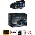 Q28 Intercom Kameralı Hd 1080P Kameralı Kask Kulaklık Su Geçirmez 32GB Hafıza Kartlı - Siyah