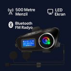 Q58 Max Motosiklet Intercom – 500 Metre Menzilli, Çift Sürücü Bağlantı, LED Ekranlı, Fm Radyo Destekli - Siyah