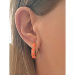 QA Quella Accessories Rodyum Turuncu Mini Çiçekli Halka Gold Küpe