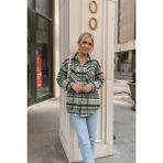 Qaju Kadın Oversize Ekose Dokuma Gömlek Ceket– Yeşil Siyah - Standart