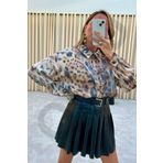 Qaju Parlak Leopar Desenli Gömlek