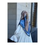 Qalortex Scarf Pamuklu Amber Desen Eşarp-İndigo