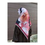 Qalortex Scarf Pamuklu Flora Desen Eşarp-Bordo/Siyah