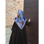 Qalortex Scarf Pamuklu Flora Desen Eşarp-Indigo
