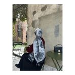 Qalortex Scarf Pamuklu Rose Desen Şal- Siyah/Antrasit