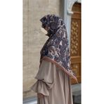 Qalortex Scarf Pamuklu Soft Açelya Desen Eşarp-Taş