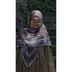 Qalortex Scarf Pamuklu Soft Luna Desen Eşarp-Mürdüm/Vizon