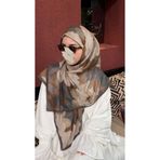 Qalortex Scarf Pamuklu Soft Meva Desen Eşarp-Kuf yesili