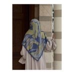 Qalortex Scarf Pamuklu Soft Âmine Desen Eşarp-Limon/İndigo