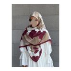 Qalortex Scarf Pamuklu Vera Desen Eşarp-Bordo