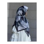 Qalortex Scarf Pamuklu Vera Desen Eşarp-Siyah/Antrasit