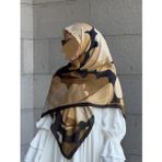 Qalortex Scarf Pamuklu Vera Desen Eşarp-Siyah/Gold