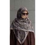 Qalortex Scarf Pamuklu Yaprak Desen Eşarp - Vizon