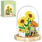 QARULUS Ayçiçeği Çiçek Buketi Yapı Oyuncak Mini Tuğla Çiçek Seti Yetişkin Botanik Koleksiyonu Arkadaş Seti DIY Bitkiler Bonsai Ağacı Sevgililer Günü Noel Yeni Yıl Kadınlar için Doğum Günü
