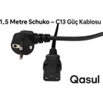 Qasul 1.5 Metre C13 Power Kablo - Bilgisayar Kasa Monitör Pc Güç Kablosu 3*1mm 10A-16A 250V Bilgisayar, Monitör, Yazıcı ve Diğer Elektronik Cihazlar Için Uyumlu - 150 cm