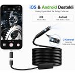 Qasul 10 Metre Çift Kameralı Endoskop Kamera, Ios Android Uyumlu, IP67 Su Geçirmez, Video ve Fotoğraf Kayıtlı - Siyah