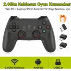 Qasul 2.4G Kablosuz Oyun Kolu Pilli PC – PS3 – Android TV & Telefon Uyumlu TAK Çalıştır