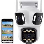 Qasul 3-Ekran Güvenlik 6k Hd Ptz Kamera Wifi Gözetim Çok Lensli Ip Kamera Kablosuz Cctv Kamera - Beyaz