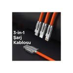 qasul 3ın1 Metal Başlıklı Çoklu Şarj Kablosu K50 Type-c Micro Lıghtnıng