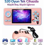 Qasul 520 Oyunlu Taşınabilir Oyun Konsolu Şarjlı, Tv Bağlantılı, Çift Kişilik Oynanabilir S5 Gamped Pembe