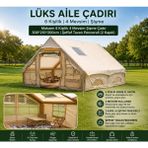 Qasul 6 Kişilik 4 Mevsim Şişme Çadır - 300X210X200 cm Şeffaf Tavanlı 2 Kapılı - Bej