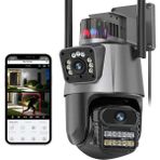 Qasul 8mp 4K Ip Kamera Açık Wifi Ptz Çift Lens Çift Ekran Otomatik Izleme Su Geçirmez Güvenlik Kamera - Siyah