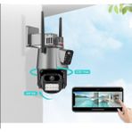 Qasul 8mp 8k Wifi Ip Kamera Dış Mekan Çift Lensli Ev Güvenlik Ptz Ir Kamera - Siyah