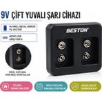 Qasul 9V Çift Yuvalı Pil Şarj Cihazı USB Girişli Akıllı Hızlı Şarj Aleti M7005 - 1 Adet
