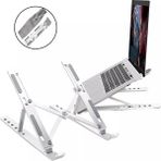 Qasul Alüminyum Portatif Laptop ve Tablet Standı 6 Kademeli Katlanabilir Ayarlı Dizüstü Laptop Standı - Gümüş