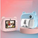 QASUL Çocuk Anında Baskı Kamerası 1080P 2,4 İnç IPS Ekran Çift Lensli Fotoğraf Makinesi (Mavi) Eğlenceli Fotoğraf makinesi