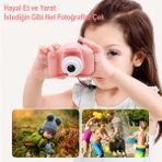 Qasul Çocuk Dijital Fotoğraf Makinesi + Şifreli Elektronik Kumbara Seti Eğitici Oyuncak Para Biriktirme & Fotoğraf Çekme - Pembe
