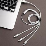 Qasul Huawei Xiaomi Apple iPhone Uyumlu Çoklu Şarj Aleti Cihazı Kablosu Type-C Micro Lightning 3lü Şarj Kablo Çoklukablo