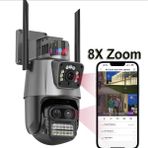Qasul IP66 Su Geçirmez 9mp Çift Lensli 8x Zomlu Wifi Ptz Pollis Çakarlı Güvenlik Kamerası - Siyah