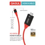 qasul iPhone Lightning Uyumlu HDMI Kablo 2K 60Hz HD Görüntü ve Ses Aktarımı Kablosu